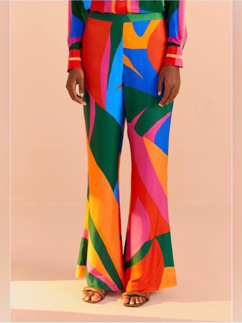 FARM Rio Bold Multicolor Abstract Wide-Leg Pants